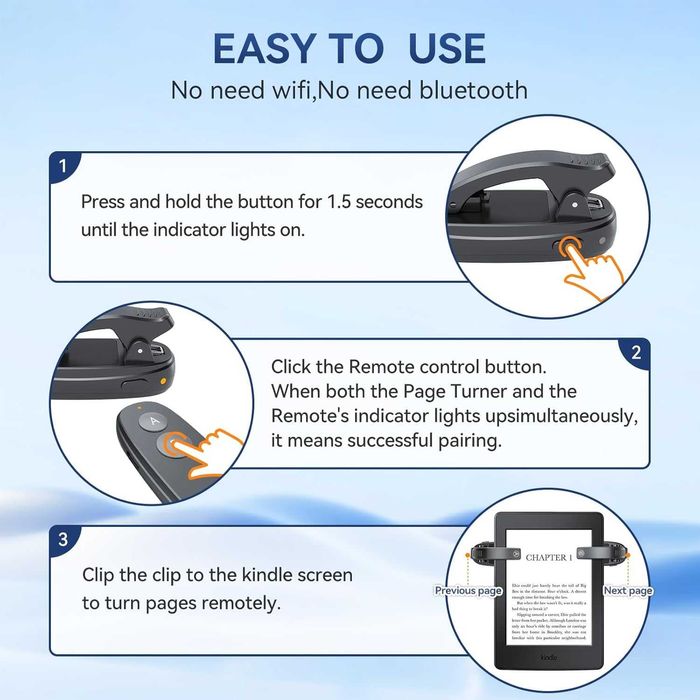 UBUYUONE RF Дистанционно за прелистване на страници (2 клипса)