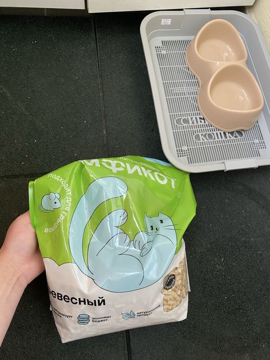 Кошачий набор: лоток, миска, наполнитель