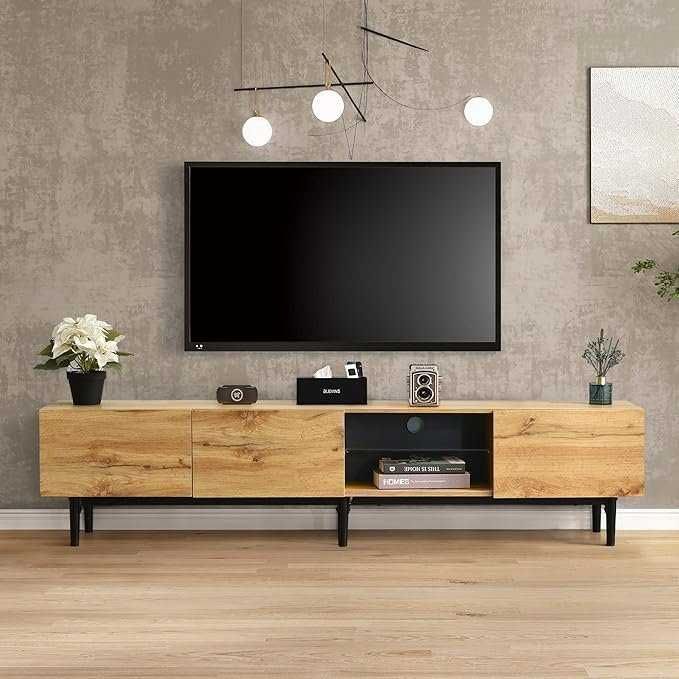 Comodă TV modernă cu lumini LED cu aspect de lemn(WF293120ANN)