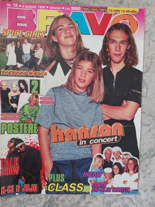 Revista Bravo Romania anii 90 cu hanson pe coperta nr 15 1998