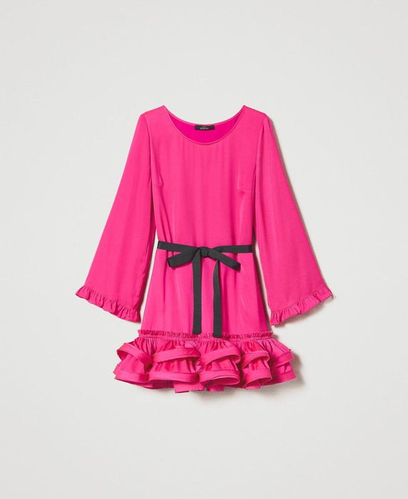 Цикламена рокля Twinset ,с коланче  размер Л ,ново!