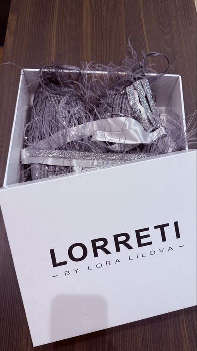 Рокля-Дълъг сет топ с пола с пайети, цвят графит