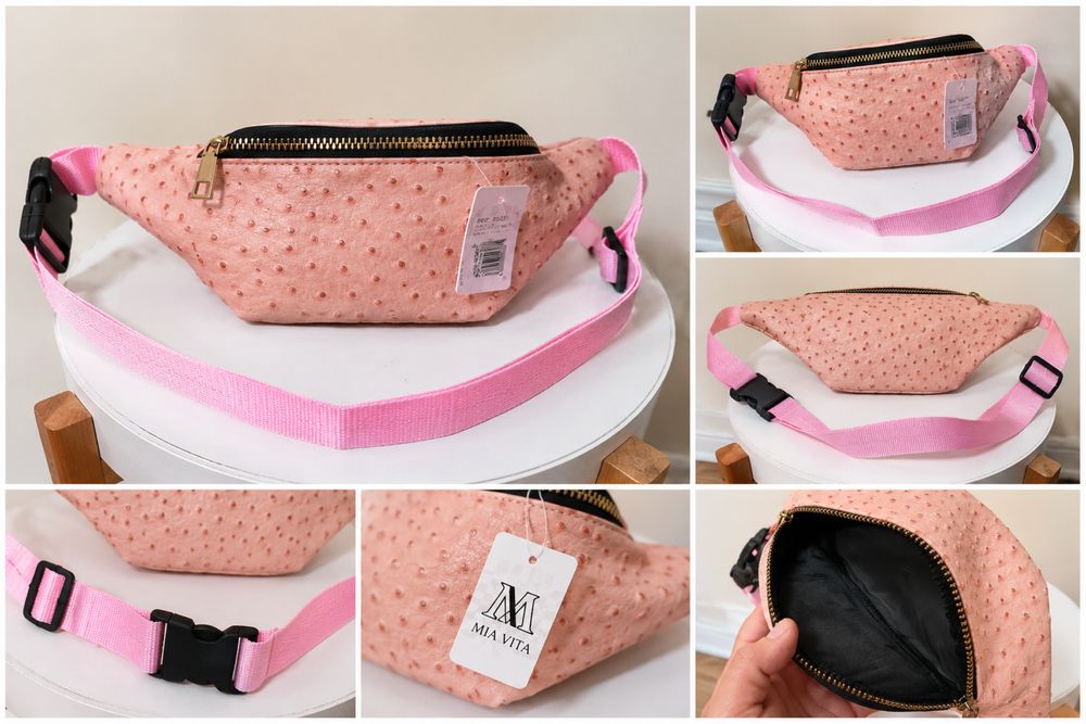 Borsetă casual damă roz, aspect piele premium, nouă