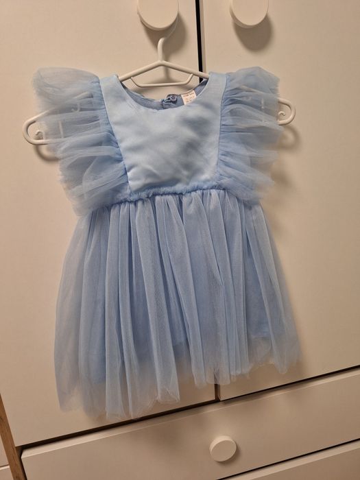 Рокля 86-92 р. Светло синя, памучна вътре