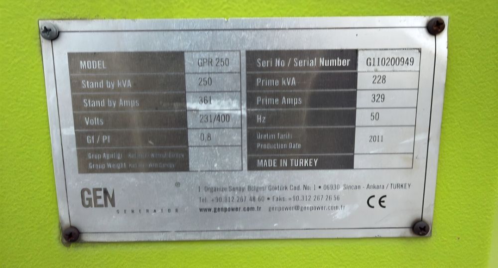 Дизельный генератор GENPOWER GPR-250