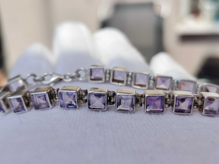 925 Bratara argint cu Ametist natural Amethyst 17.8cm