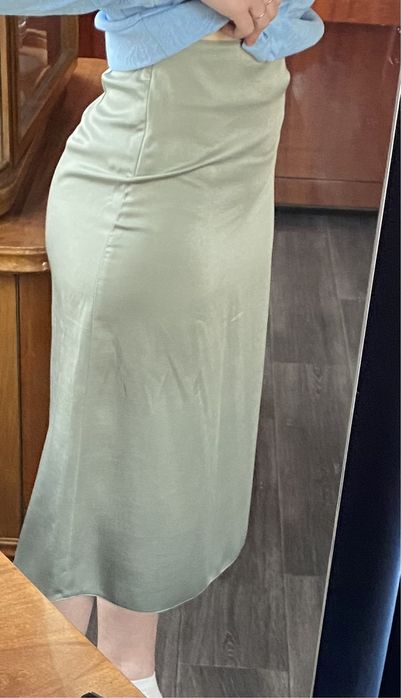 Юбка мятная миди