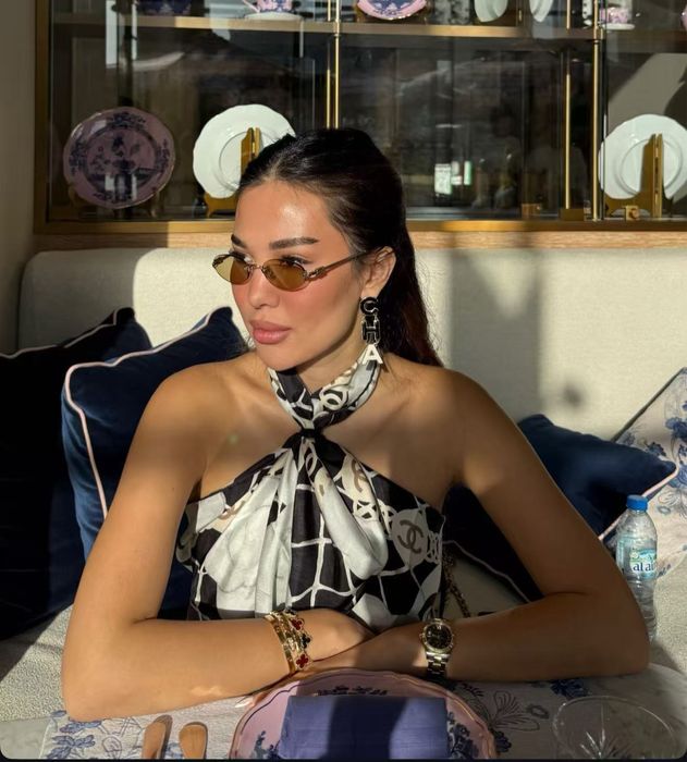 Палантин платок Шанель шелк 100%