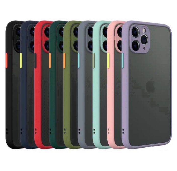 Iphone 12/13/14/15/16 PRO MAX - Husa Margine Silicon Spate Plastic Mat