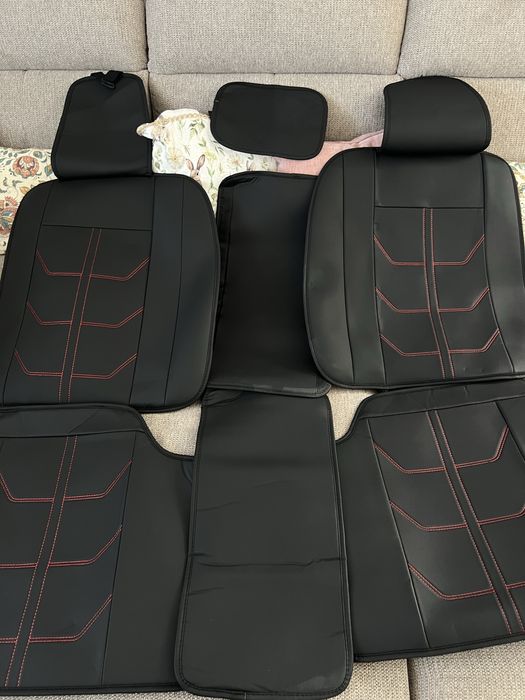 Huse auto Skoda Confort Negre + Roșu