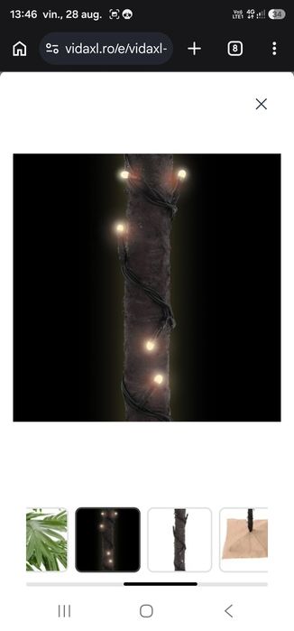 Palmier cu LED, 88 LED-uri alb calde, 150 cm