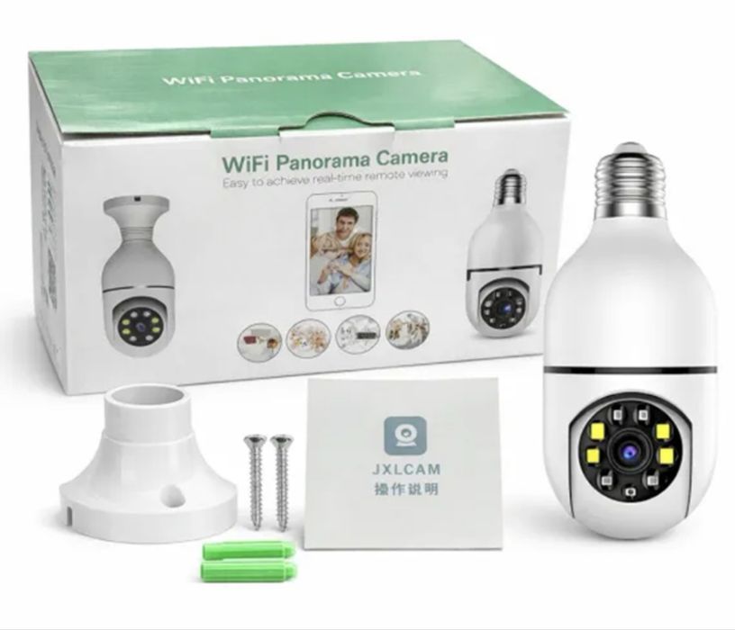 Camera video supraveghere Wi-Fi panoramica tip bec E27 cu Filet, rotire 360°, o singura unitate de supraveghere