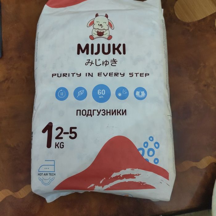 Подгузники MIJUKI 1 (2–5 кг), 60 шт