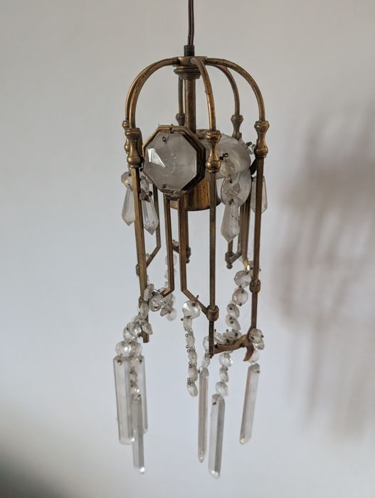 Lustra Bronz si cristale Candelabru vintage aplica obiect iluminat