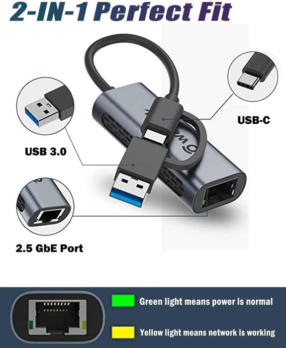 Wavlink USB C към Ethernet адаптер 2.5 Gbps
