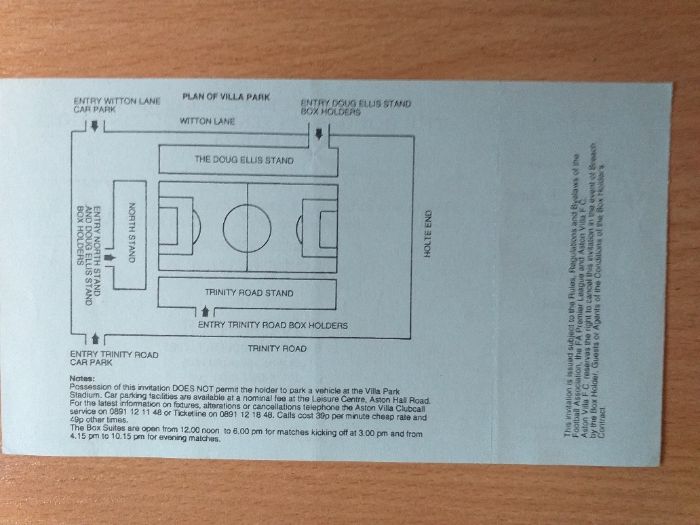 билет - Ливърпул- Астън Вила- 1995 г.