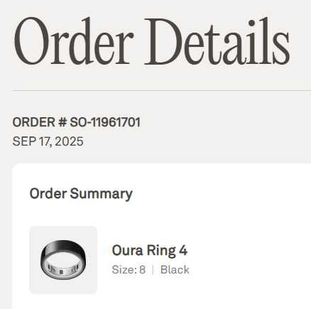 OURA Ring 4 - Black - size 8 - vechime 9 luni