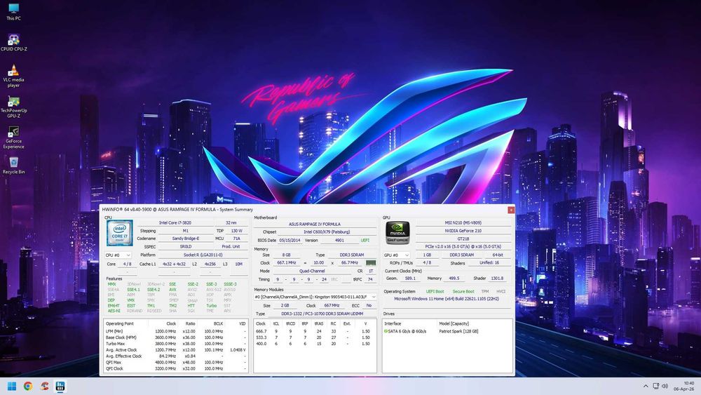 KIT 2011 i7-3820+Placa Asus ROG Rampage IV FORMULA+8GB RAM la 275lei!