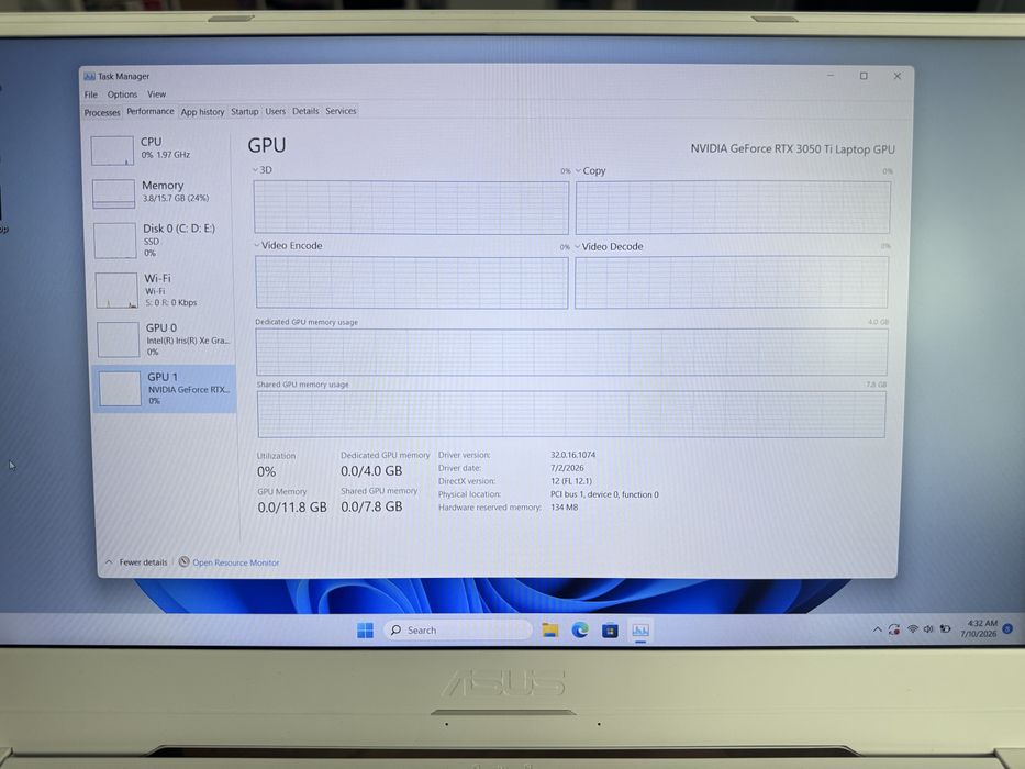 Laptop Gaming ASUS TUF Dash F15 Gaming  i7-11370H , RTX 3050 Ti