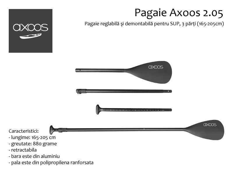 Pagaie reglabilă/demontabilă pt. SUP, 3 părți (165-205cm)