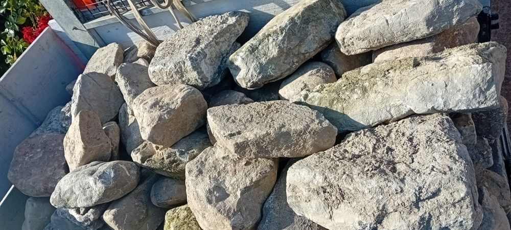 Piatră naturală de munte și plante ornamentale