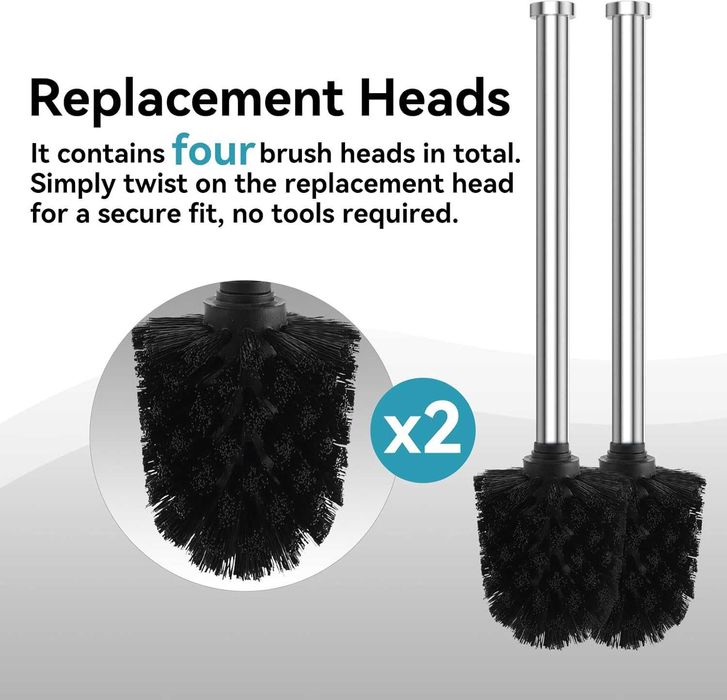 НОВИ! 2 броя Стенна четка за тоалетна, без пробиване, неръждаема стома