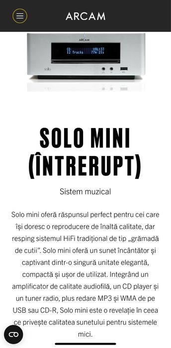 Arcam SOLO Mini Amplificator CD Bluetooth USB Tuner PrețMAGAZIN4300Lei