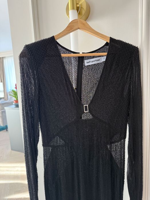 Rochie de seara Self Portrait neagra cu margele