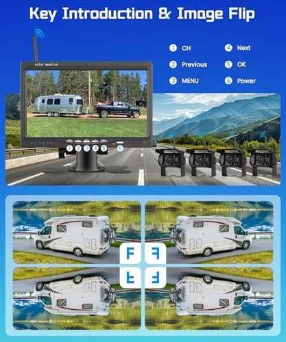 Безжична камера за заден ход 7" IPS монитор 4 камери HD нощно виждане