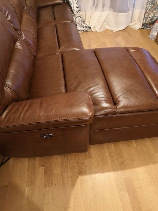 Ъглова гарнитура с ел. релакс  механизъм-естествена телешка кожа