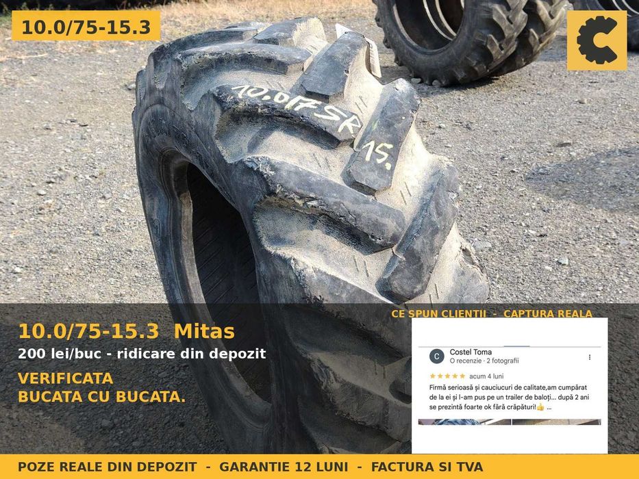 ANVELOPE 10.0/75-15.3 260/70R15.3 Mitas Cauciucuri Remorca Implement 8PR Agricole SH GARANTIE Factura TVA