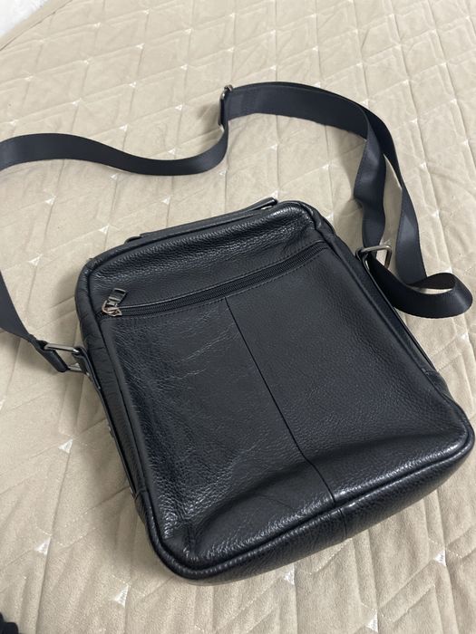 Мужская полукожаная барсетка через плечо