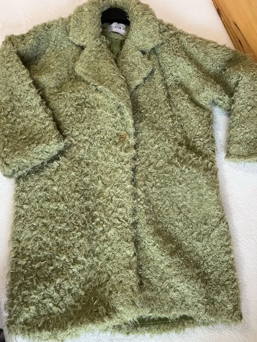 Пухено палто, топло , цвят зелено
