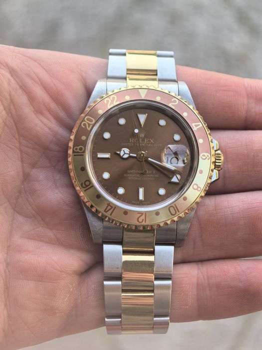 Rolex 16713 GMT Master 2 Root Beer 18K Gold/Steel