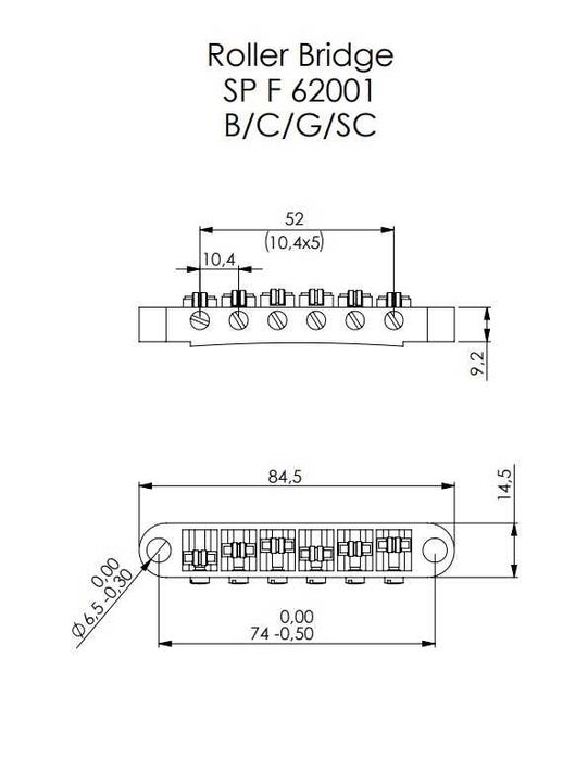 Framus ролков бридж за електрическа китара – 6 струни, SP F 62001 C