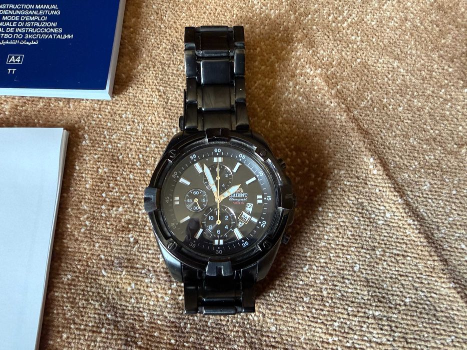 Часы Ориент, хронограф, Япония, кварц, полный комплект
