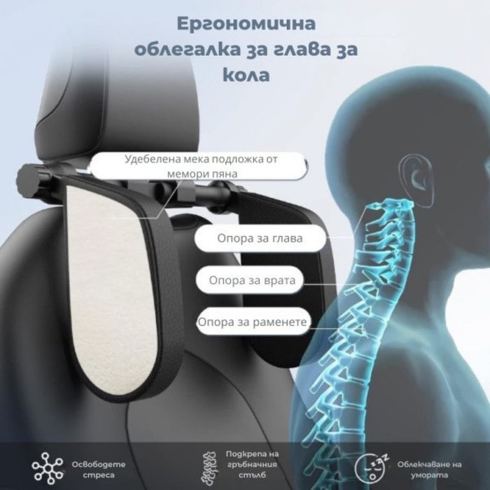 Ергономична опора за глава и врат за автомобили + Подарък