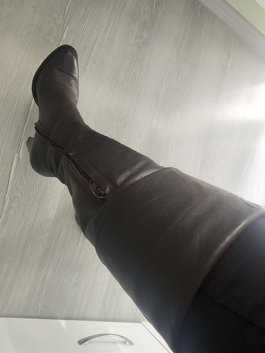 Кафяви високи кожени ботуши Gianni, 39