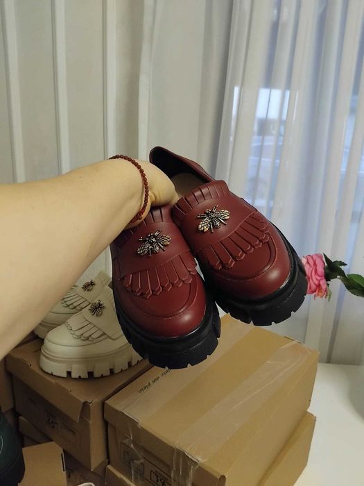 Vand mocasini dama din piele naturala Visiniu!