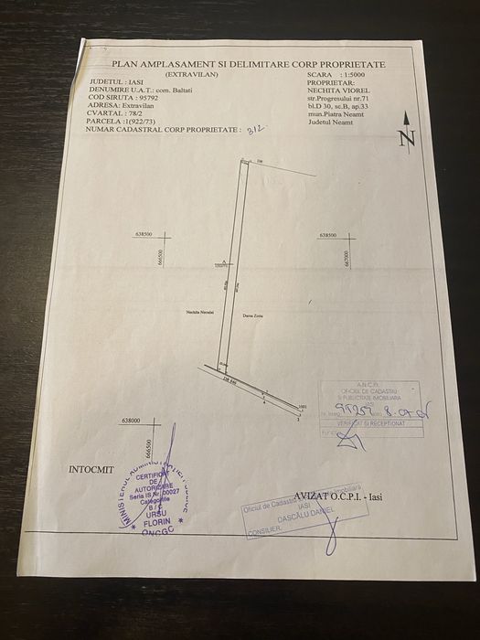 Vind teren exstravilan cu deschidere la E 85 Baltati