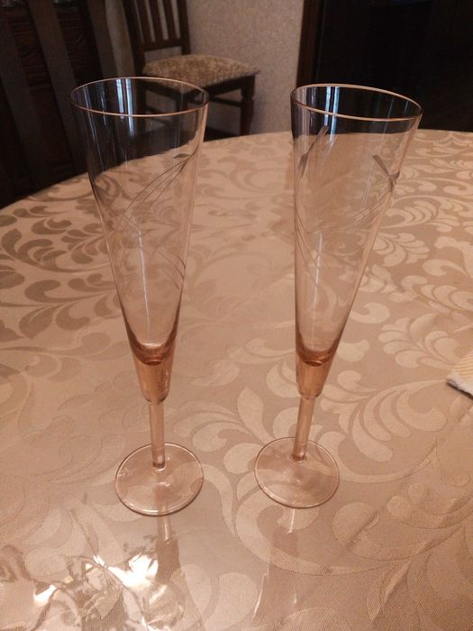 Советские высокие конусные фужеры йодовое стекло 2шт 80 тыс