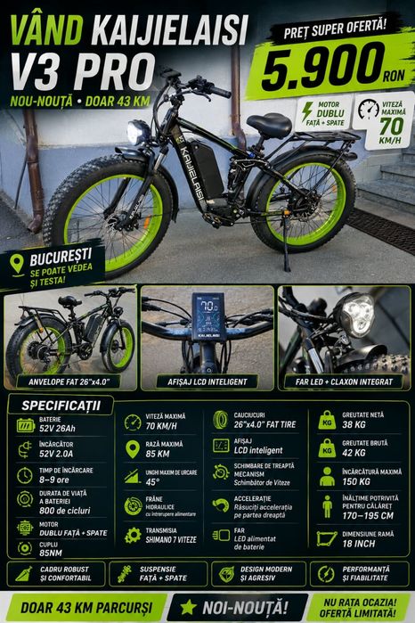 Bicicletă electrică kaijielais v3 pro Okazieeee!!