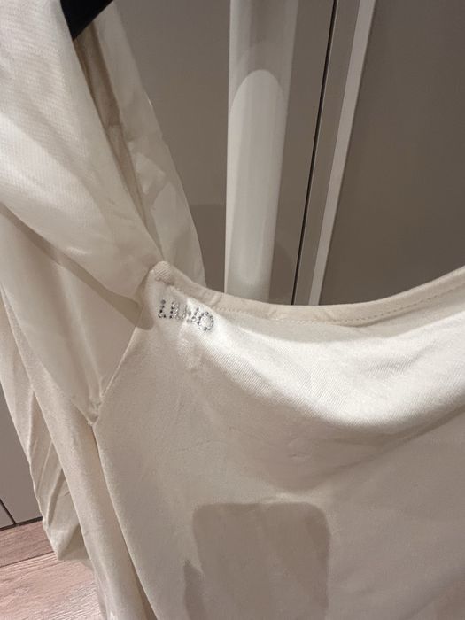 Liu Jo памучна блуза с коприна и лого нова