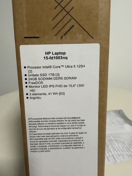 Laptop   HP  15-fd1003nq Procesor ULTRA 5    24  GB RAM DDR 5