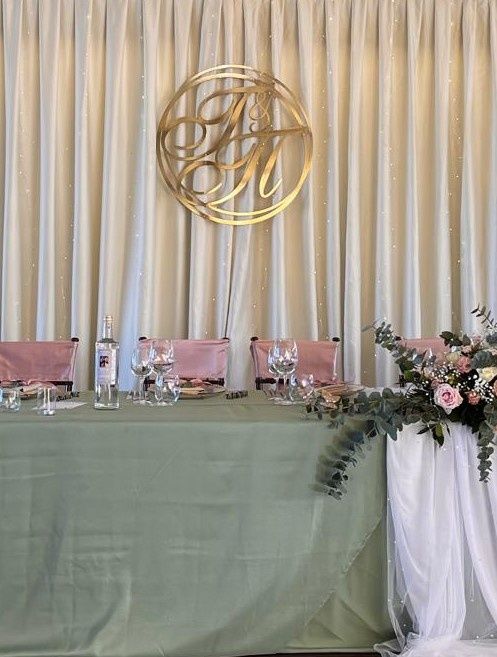 Украса за сватба - надпис и панделка