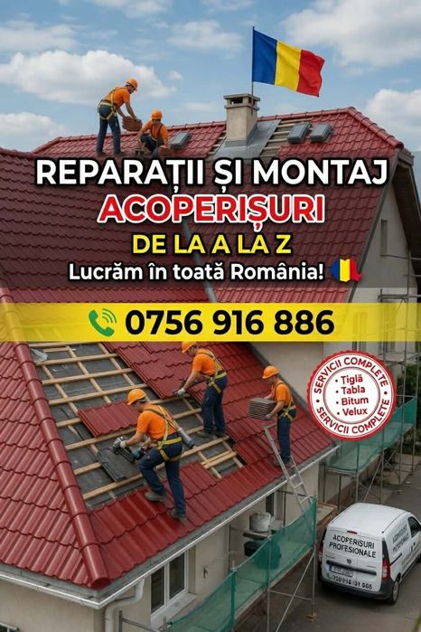 Acoperișuri și Mansardari sistem complet 
-dulgherie,mansardari, astereala
-montaj acoperis tigla metalica
Montaj invelitori țiglă metalică 
-reparati