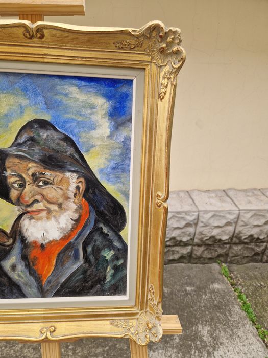 Прекрасна антикварна картина масло върху платно