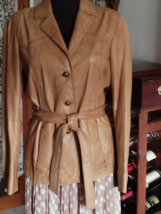 ЕСТЕСТВЕНА КОЖА на SAKI дамско кожено яке, цвят карамел