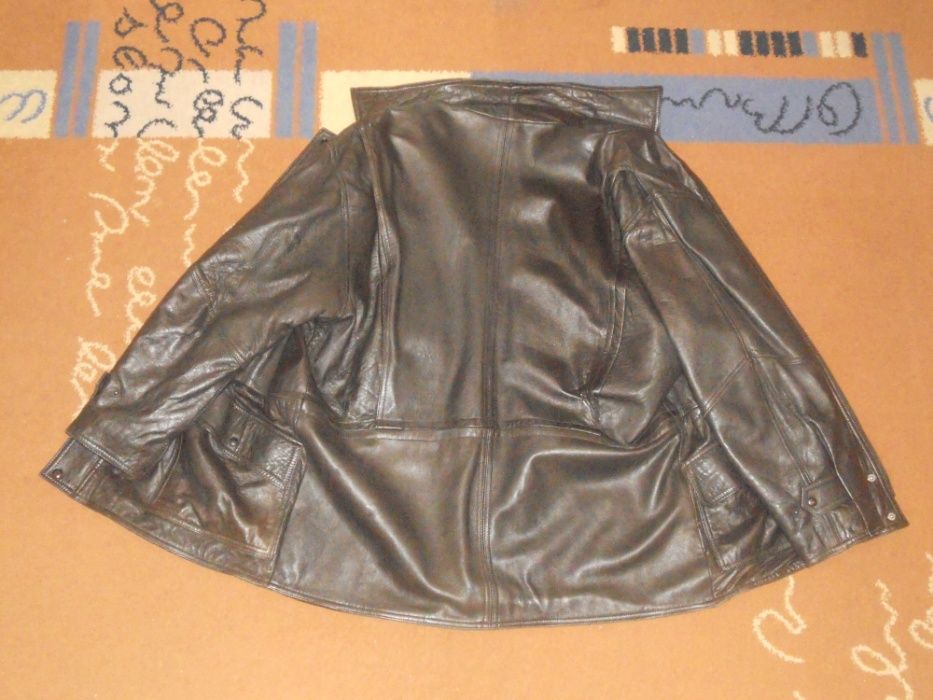 Geacă din piele naturală marca IPM Târgu Mureș®, nouă, lungă, de iarnă