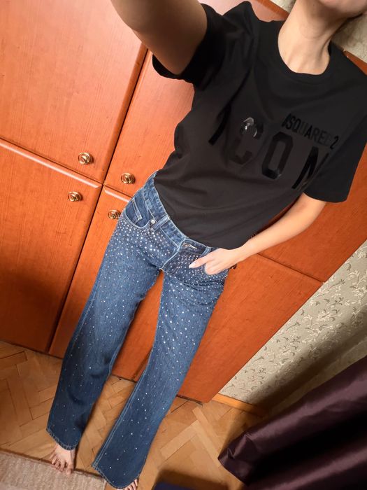 Дънки с кристали ZARA, дънки с камъни